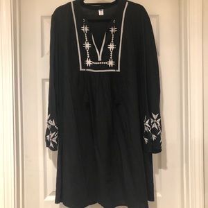 Black Embroidered Bohemian Dress
